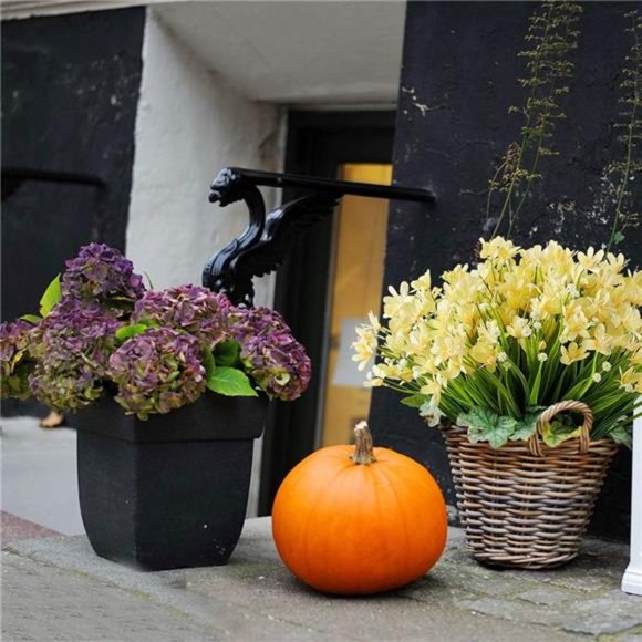 8 Bundles Artificial Daffodils Flowers, Fake Artificial Greenery UV Resistant - Picture 2 of 6